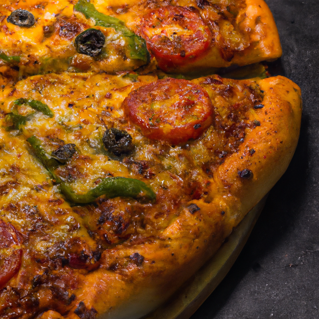 Stone-baked pizza on a wooden peel, fresh basil and cheese, Mumbai style